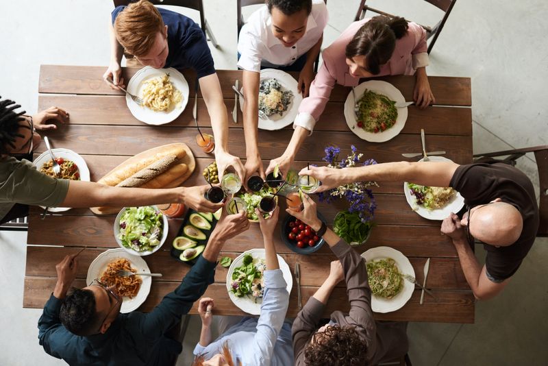 Friends at a cookbook club dinner